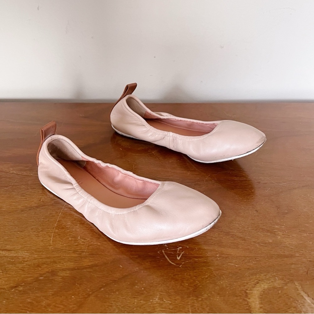Mercedes Castillo • Carola Ballet Flat in Nude beige blush pink scrunch leather